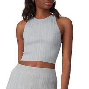 Derek Lam 10 Crosby Gray Silver Metallic Rheya Knit Crop Top
